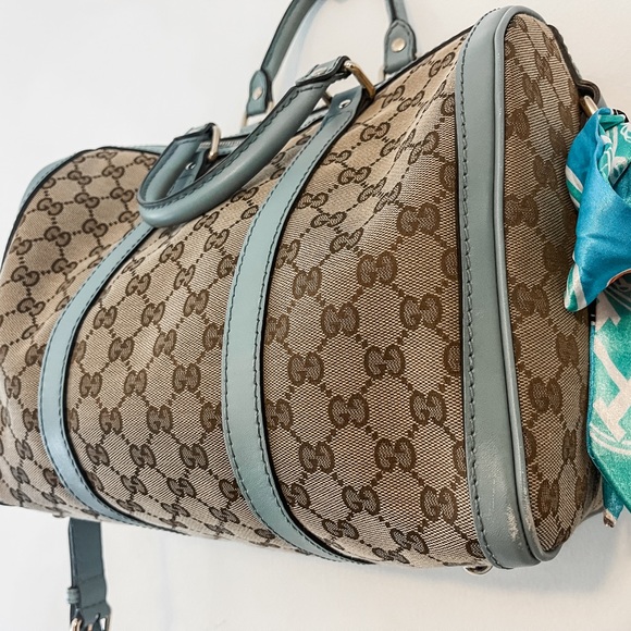 Medium Gucci Convertible Joy Boston Bag With Ribbons - Blue - Like New - Picture 5 of 6